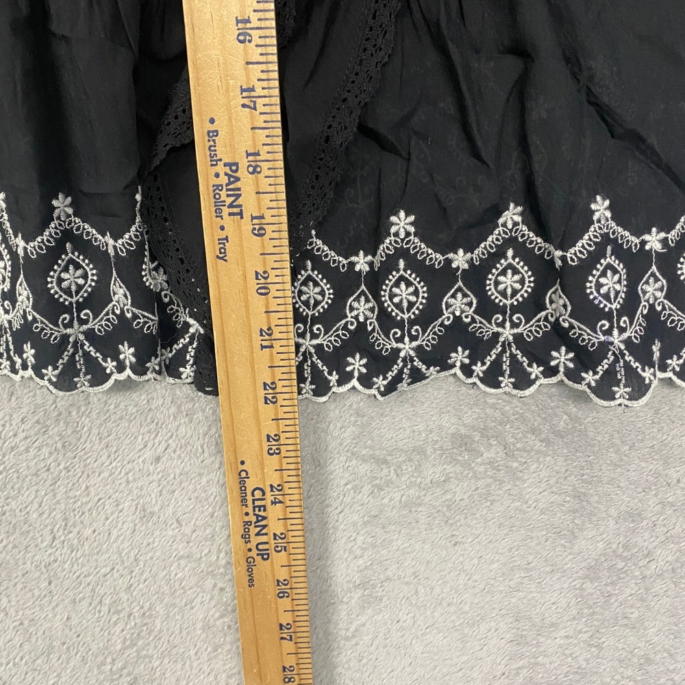 Madewell Top Women Small Jet Black Blaire Eyelet Ruffle Sleeve Button Up NZ442 - Picture 6 of 10